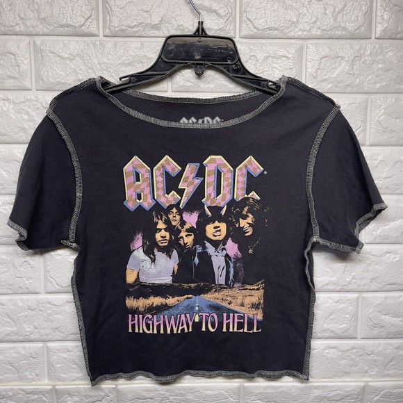 AC/DC | Tops | Acdc Highway To Hell Crop Top Rock Band Short Sleeve T ...